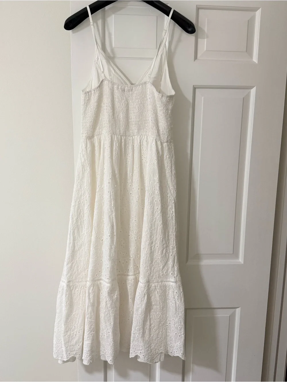 White Eyelet Midi Dress with Spaghetti Straps - Picture 2 of 2